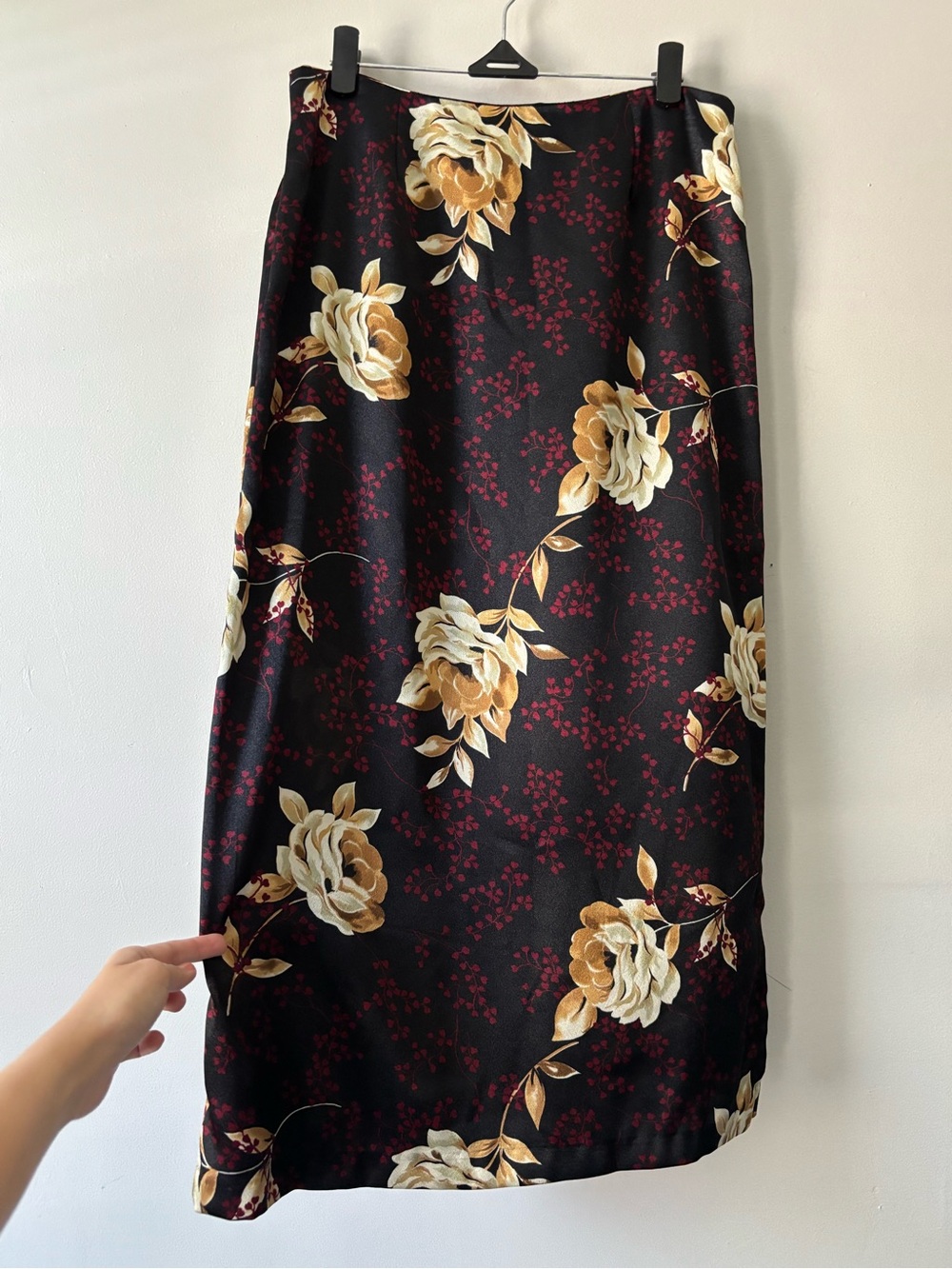 Vintage Cottagecore Black Floral Maxi Fairycore Boho Skirt - Size Small
